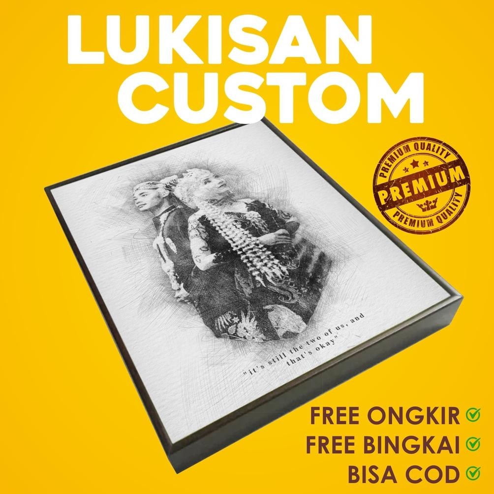 KADO LUKISAN SKETSA WAJAH CUSTOM COCOK UNTUK HADIAH WISUDA, WEDDING, ULANG TAHUN, WALL DECOR, KADO P