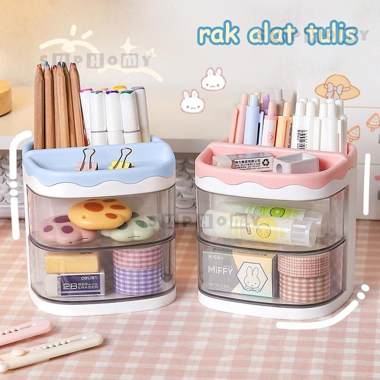 Laci Mini Laci Kotak Alat Tulis Desktop Organizer Storage Kotak Pensil Tempat Alat Tulis Penyimpanan