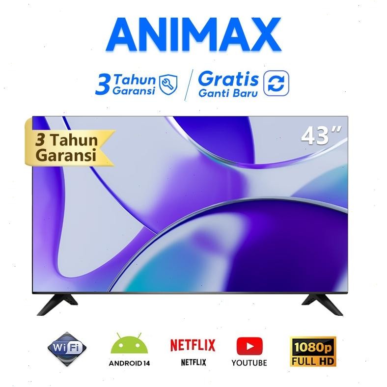 Animax Smart TV Android 32 inch 43 inch Digital TV LED 32 Inch Android TV LED Televisi LED FHD Youtu
