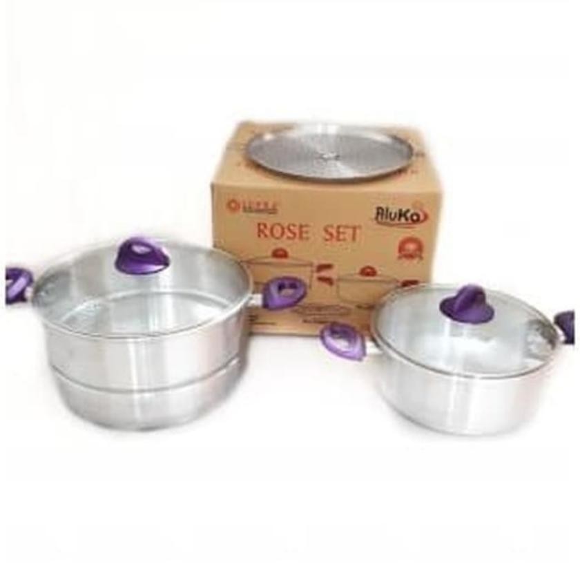 Panci Soup Pot Rose Set 24Cm 28Cm Soup Pot Supra Plus Steamer 28Cm