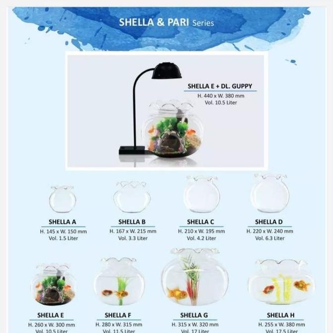 Aquarium bulat kaca DLX shella untuk ikan hias pot vas bunga