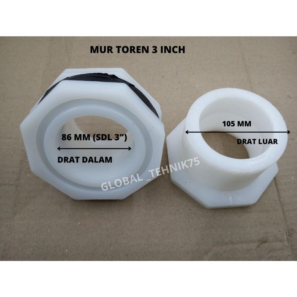 Mur Toren Drat Tandon Air  Drat Dalam 3 Inch Drat Nugi