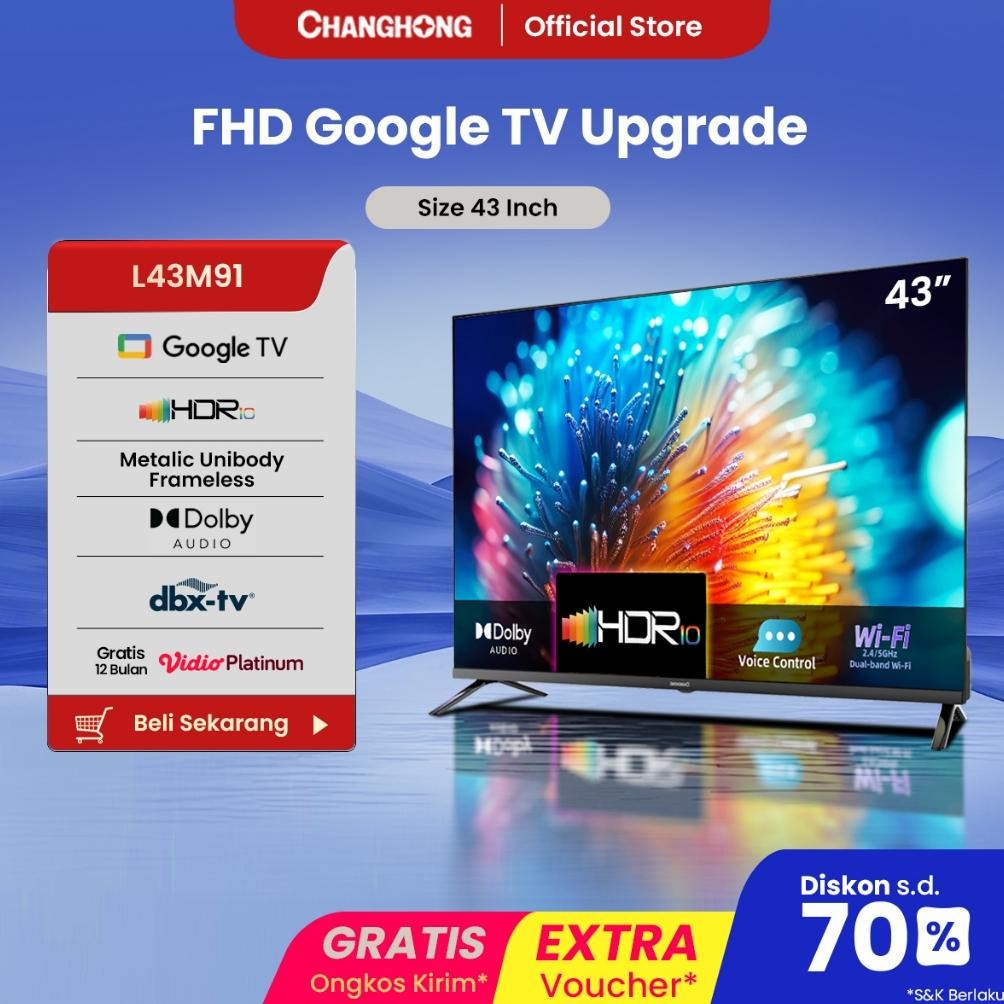 Changhong Google TV 43 inch FHD Google Smart TV Digital TV (L43M91)