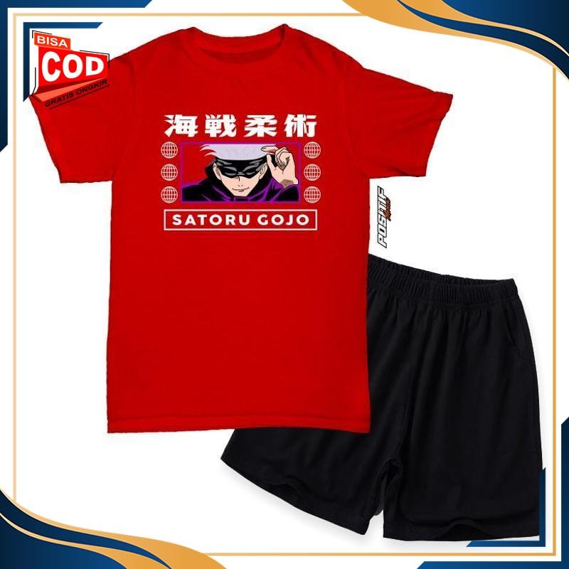 Produk Baru - Baju Kaos Anak Setelan Satoru Gojo Anime Harian Laki Perempuan Dc-23