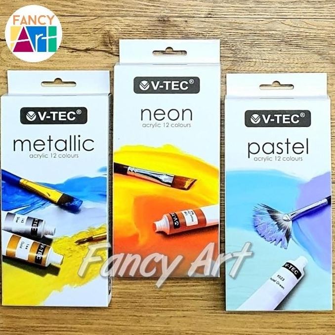 

V-Tec Acrylic Pastel / Neon / Metallic Colour Set 12 X 6Ml