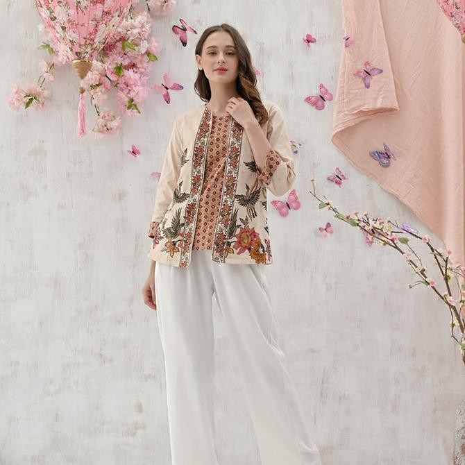 ALDA ATASAN BATIK LENGAN PANJANG BLAZER KEMEJA BATIK PANJANG BLOUSE BATIK WANITA BAJU BATIK PEREMPUA