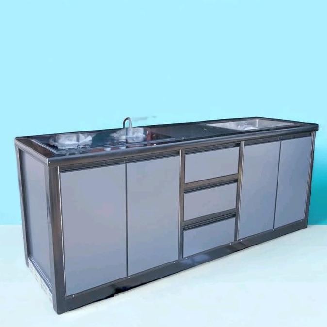 Kitchen set bawah aluminium sink + kompor