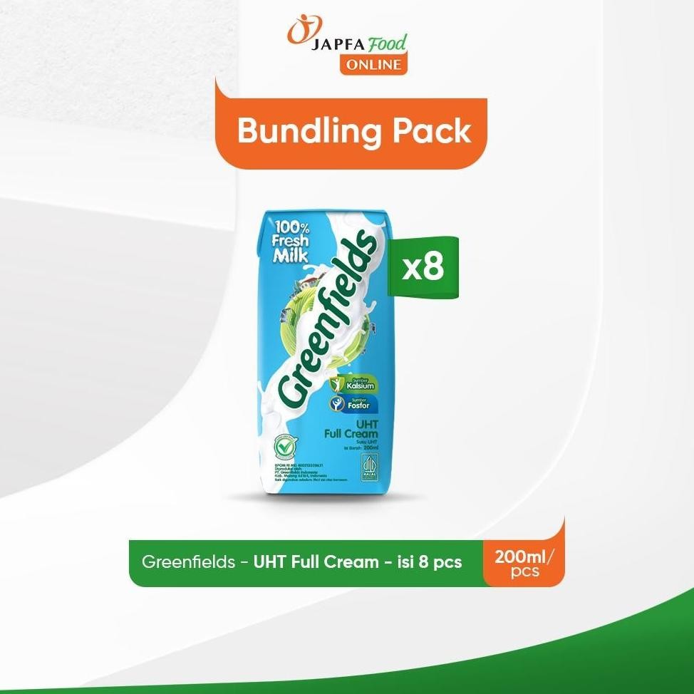 

NO_MORE Greenfields Susu UHT Full Cream 200 ml - isi 8 pcs -100% Fresh Milk dari Greenfields Farm