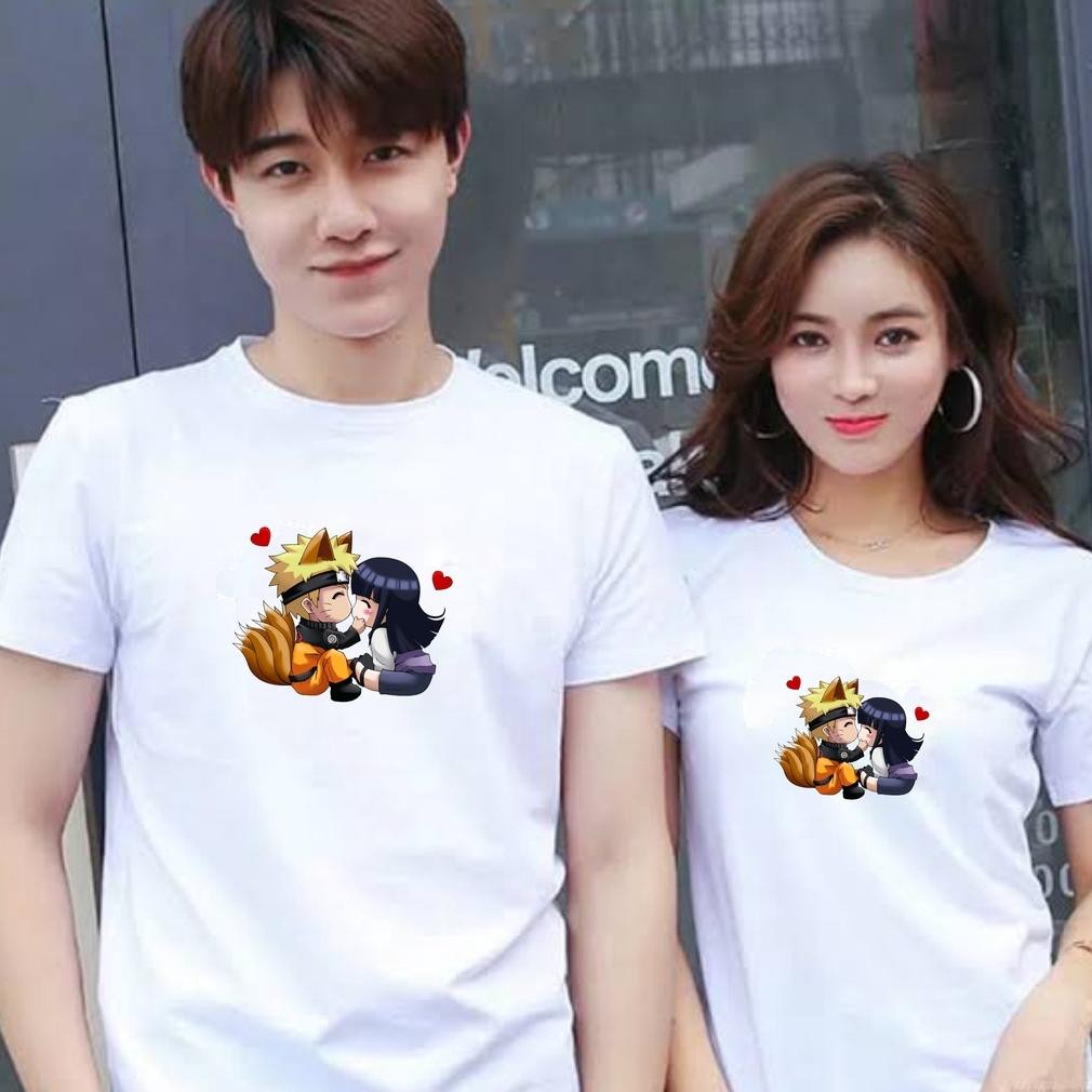 Promo  Baju Couple Anime Jepang Naruto Hinata Kaos Pasangan Cewek Cowok Bahan Katun Premium