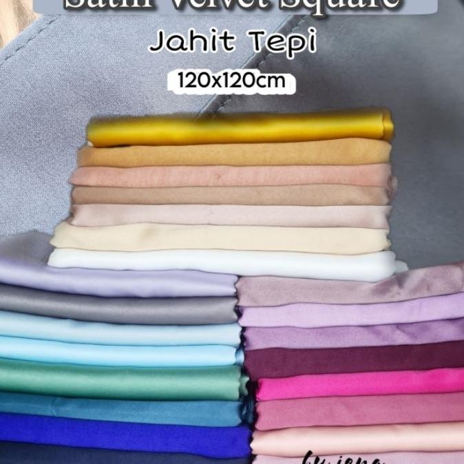 Jilbab Satin Veet Luxury 120 X 120 Cm Segiempat Polos Jahit Tepi Jumbo Kerudung Veet 120X120 Segi Em