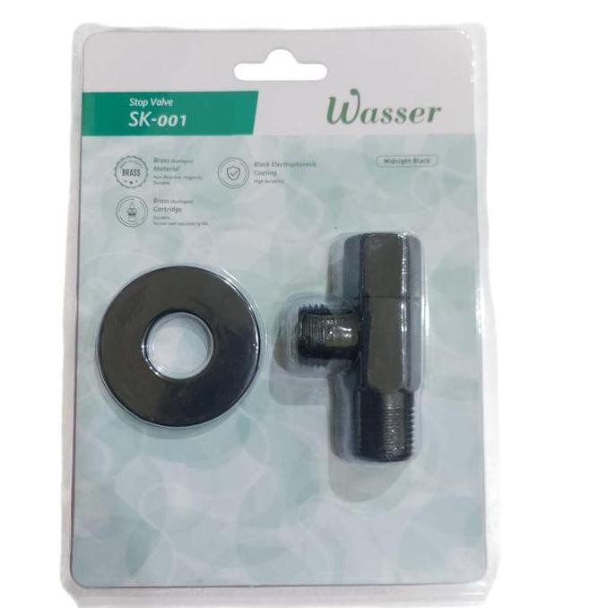 ,,,,,,,] Wasser Kran Shower Single / Stop Kran Warna Hitam Kuningan tipe SK-001 Midnight Black