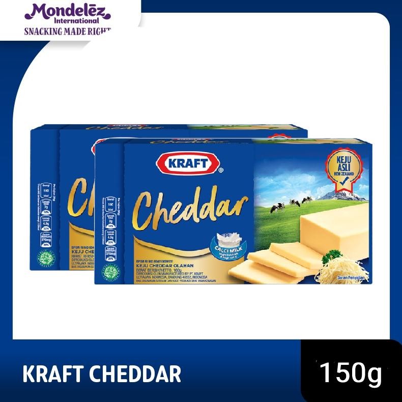 

NO_MORE Kraft Keju Cheddar Blok, 150g. Keju asli dari susu New Zealand - twinpack