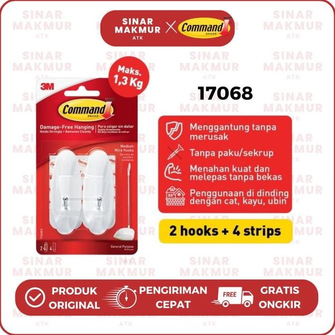 Gantungan Medium Wire Hook /Dengan Perekat Kuat 17068 Command 3M (Pcs)