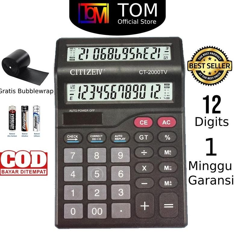 

Kalkulator 2 Layar CT-2000TV 12 Digit - Calculator Check Dual 2 Power Nugi