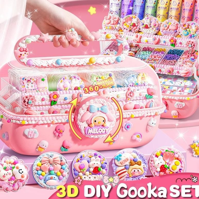 

885pcs DIY Gantungan Kunci Akrilik Set DIY Keychain Set Kartu Stiker luca Kotak Guka Cream Gum Kartun Mainan Anak Perempuan Hadiah Ulang Tahun Nugi