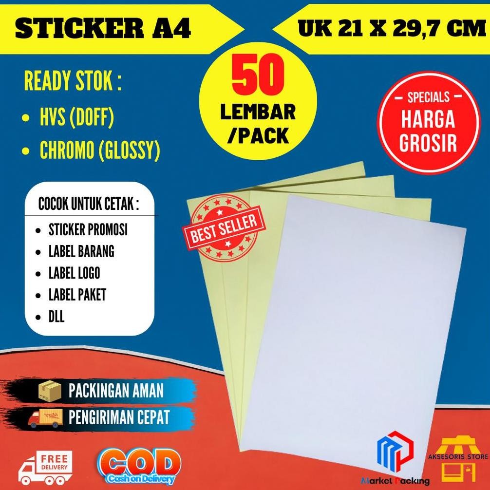 

Stiker Label A4 isi 50 Lembar / Kertas Sticker Ukuran A4 Nugi