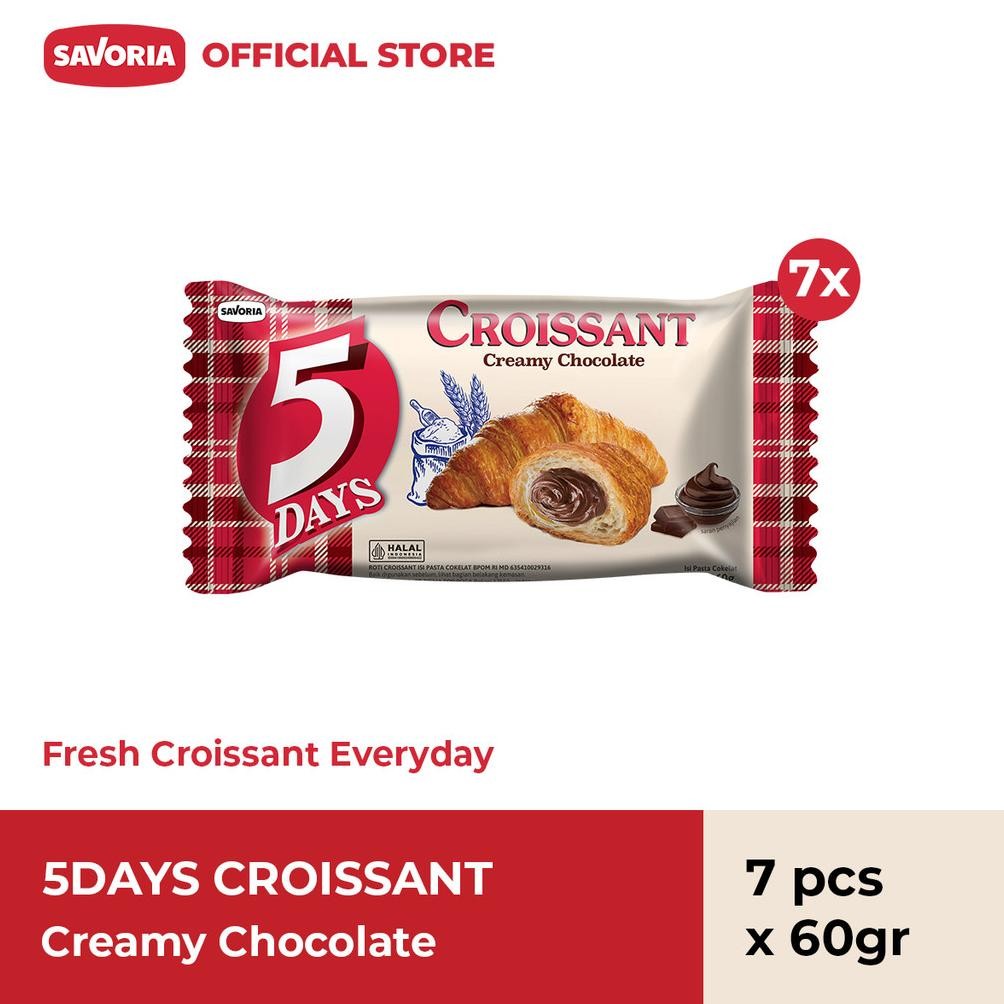 

NO_MORE 5 Days Croissant Creamy Chocolate - Roti Croisant Isi Coklat 7 Pcs x 60g