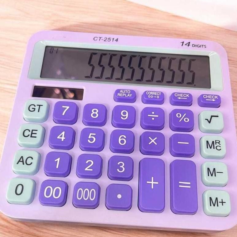 

Kalkulator Tenaga Surya Dagang Warna Warni CT-2514 | Kalkulator Aeatatic 2514 kalkulator 14 digit Nugi