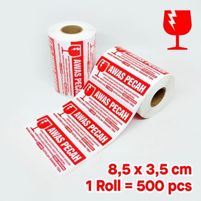 

Sticker Label Awas Pecah Stiker Pengiriman Wajib Video Unboxing 8,5 x 3,5 cm (1 roll/ 500 pcs) Nugi