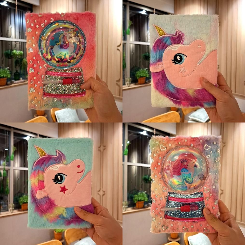 

Buku Agenda Diary Catatan Note Book Motif Fur Bulu Bulu Karakter Unicorn Horse Kuda Pony Nugi