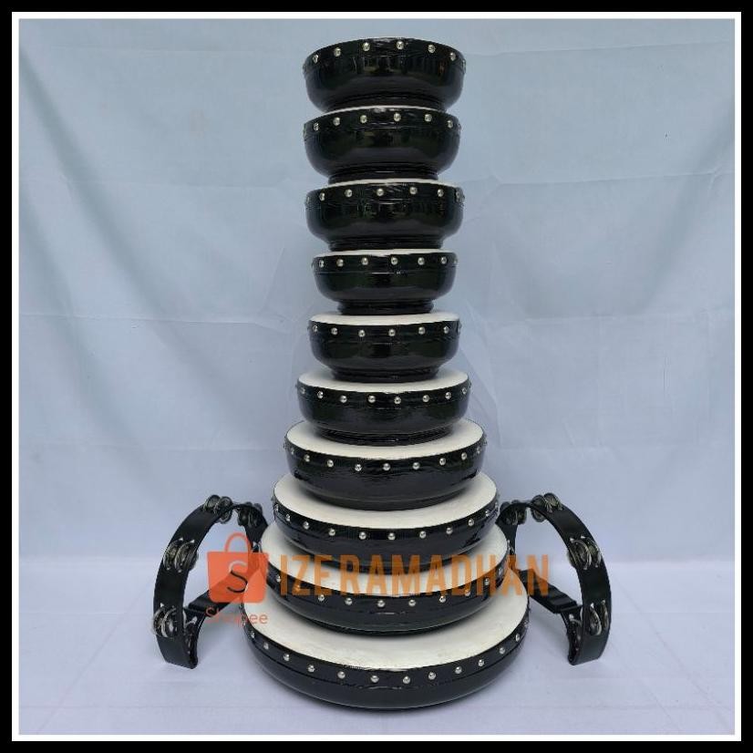 REBANA QASIDAH LASQI POLOS ISI 12 ALAT BONUS TAS-ASLI KULIT KAMBING