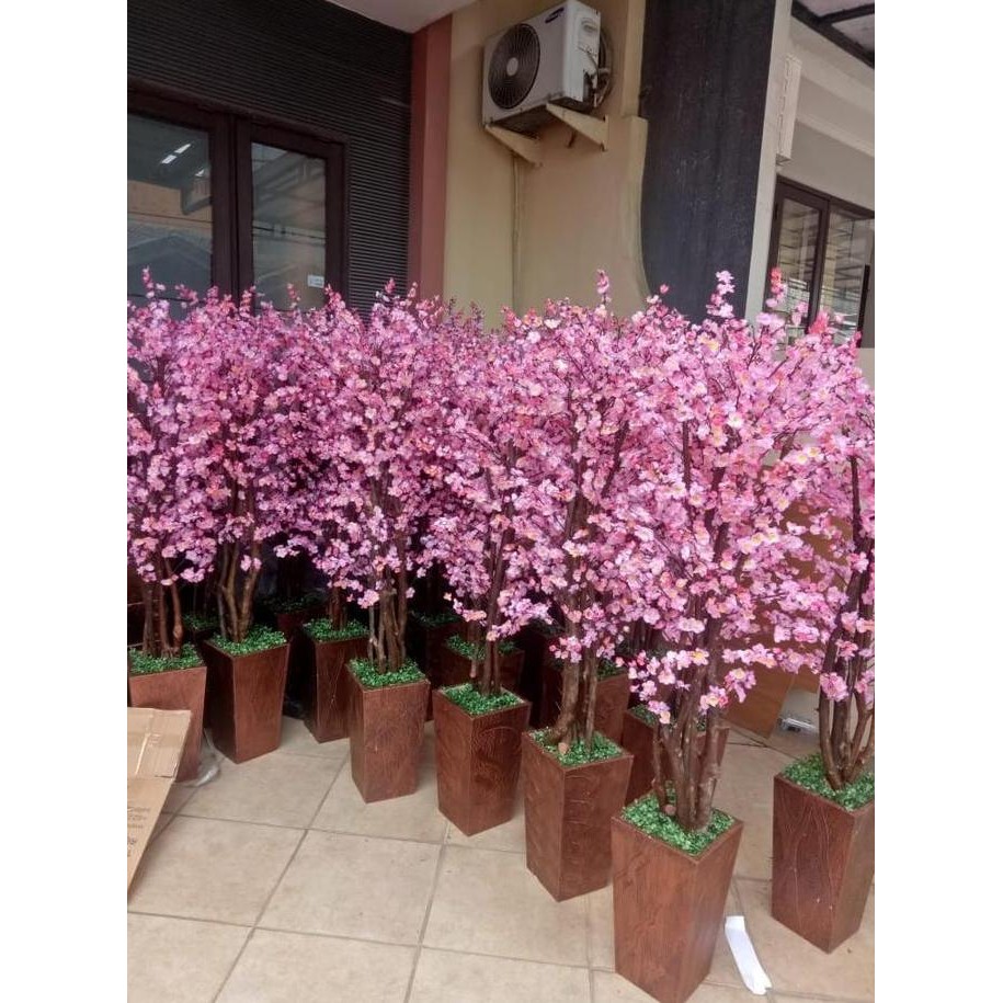 Pohon Sakura Plastik Besar Tinggi 150cm Pink Dekorasi Imlek