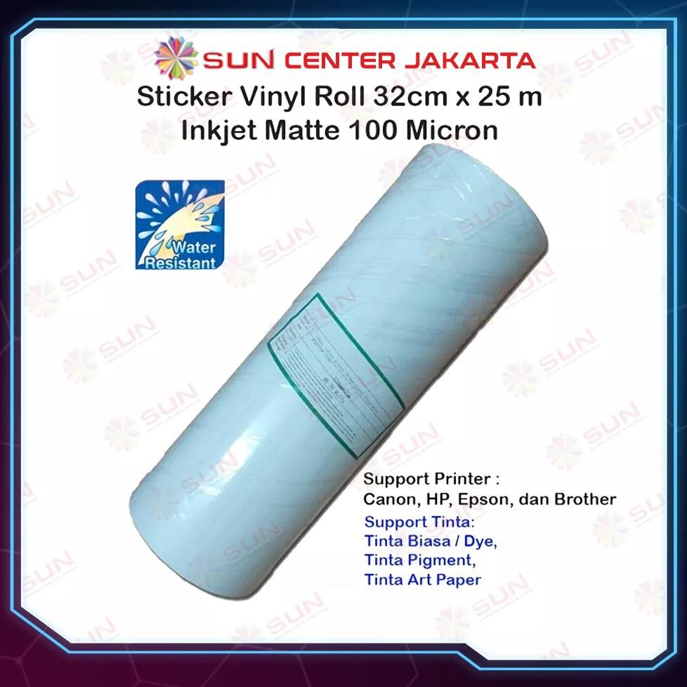 

SUN Sticker Vinyl Roll Inkjet A3+ 32 cm x 25m / A4 21cm x 25m / A6 11cm x 25m 100 micron Matte, Glossy, Transparant Non Waterproof Nugi
