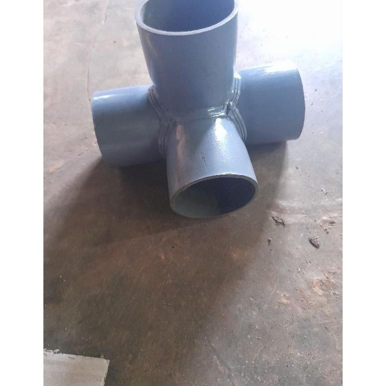 Tee 4 way uk.2- 2.5 inchi konektor pipa 4 arahsambungan pipa  fitting pvc elbow 4 way 2inch-2.5inchi