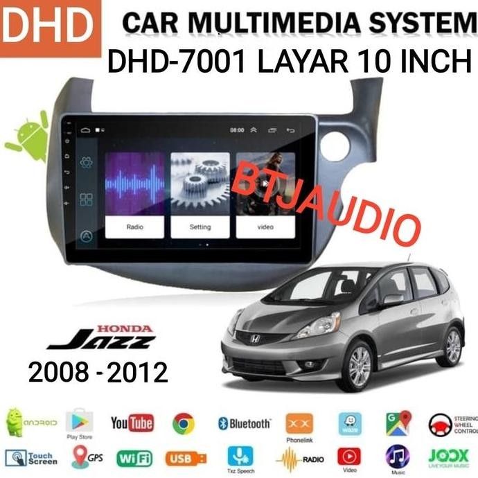 HEAD UNIT TAPE TV MOBIL ANDROID HONDA JAZZ 20-2012 LAYAR 10 INCH
