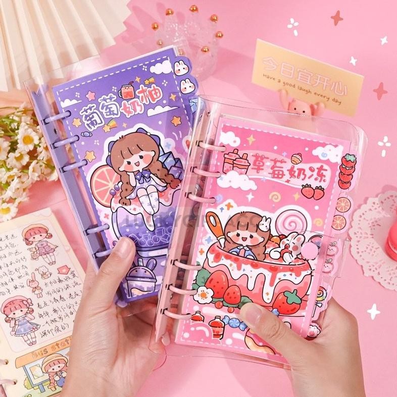 

Buku Binder AKI A6 Aesthetic / Ring Book Diary Matematika Tulis Motif Cute Girl Aki Nugi