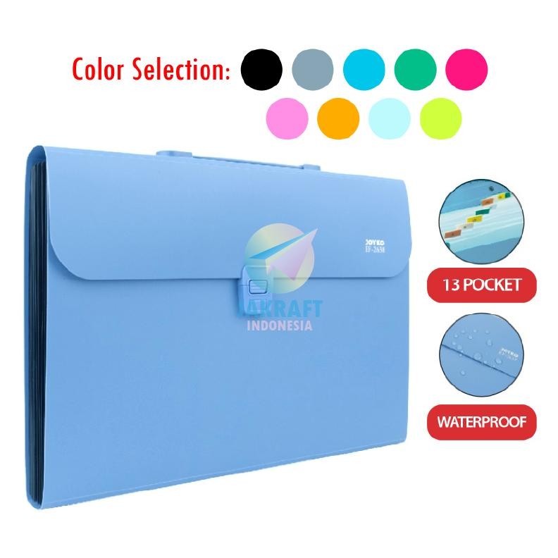 

(1 Pcs) Map Harmonika Expanding File Handle Tenteng JOYKO EF-2638 Plastik Button Dokumen Sertifikat Berkas Folio F4 FC Nota Giro Nugi