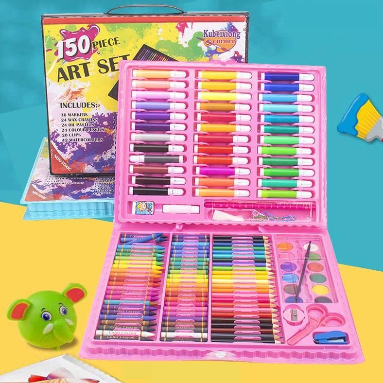 

Pensil Warna Anak Set Koper 150 Pcs Crayon Art Set Alat Mewarnai Dan Melukis Lengkap Oil Pastel Nugi