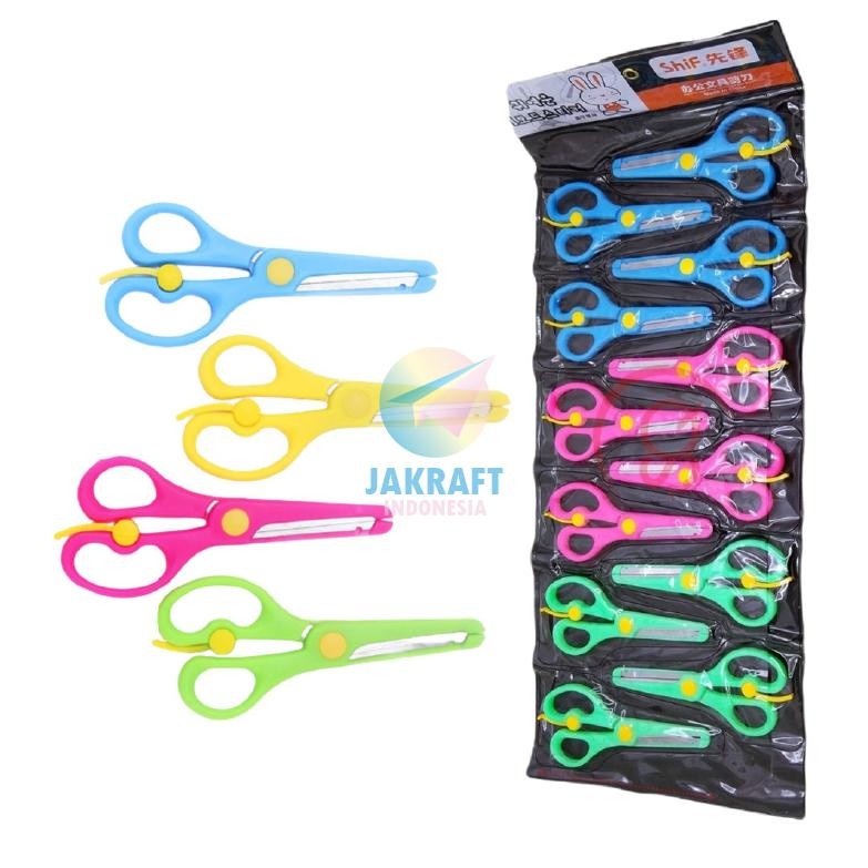 

(12 Pcs) GROSIR Gunting Kertas Anak Ujung Tumpul Kecil 13 cm Stainless Steel Tajam Aman Sekolah Paud Bimbel | RENCENG Nugi