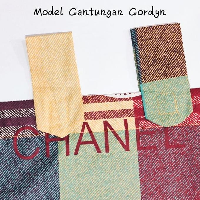 Gordyn Gorden Korden Hordeng Jendela Pintu Katun Motif Bunga Minimalis