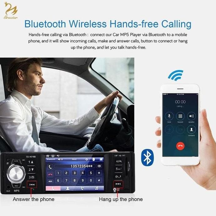 Tape mobil head unit single din MP5 layar 4 inch HD