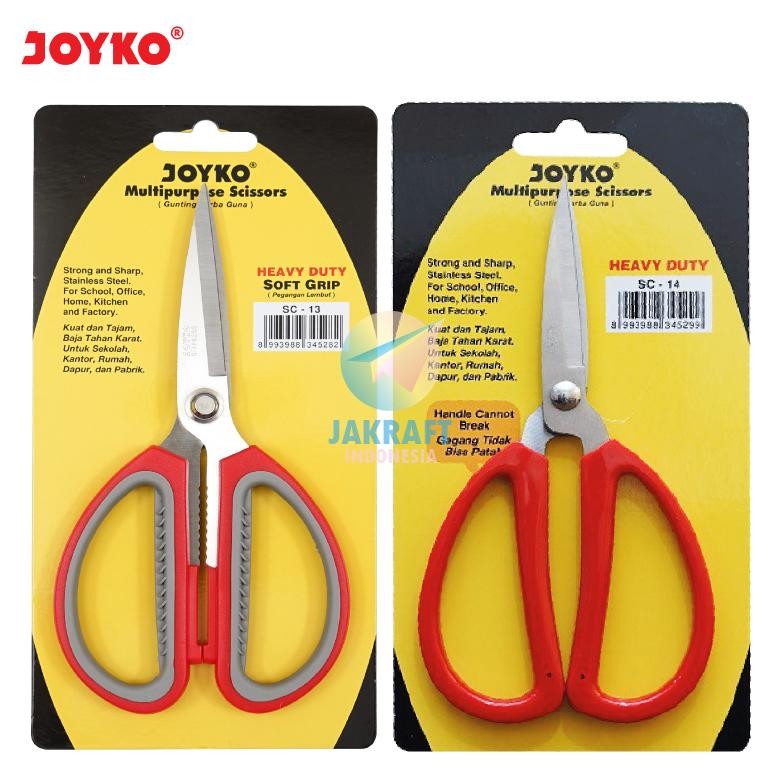 

(12 Pcs) GROSIR Gunting Kertas Kain Kardus Tebal JOYKO SC-13 / SC-14 Heavy Duty Soft Grip Gagang Empuk Lembut Anti Patah Serbaguna | BOX Nugi