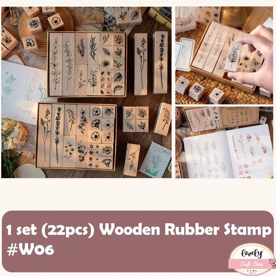 

LovelyCraftStore | W06 ~ 1 set 22pcs DIY Wooden Rubber Stamp Plant Garden Vase Stempel Kayu Vintage untuk bullet journal, bujo, Journal, Scrapbook, Diary, decoration, mahar diy Nugi
