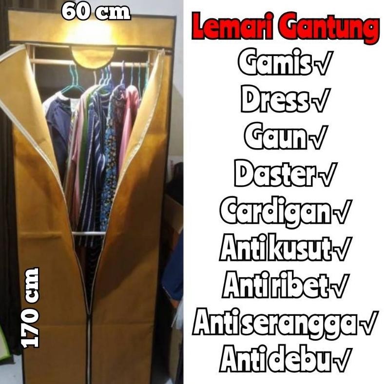 Lemari Gantung Pakaian Baju Gamis Long Dress Tinggi Portable Nugi