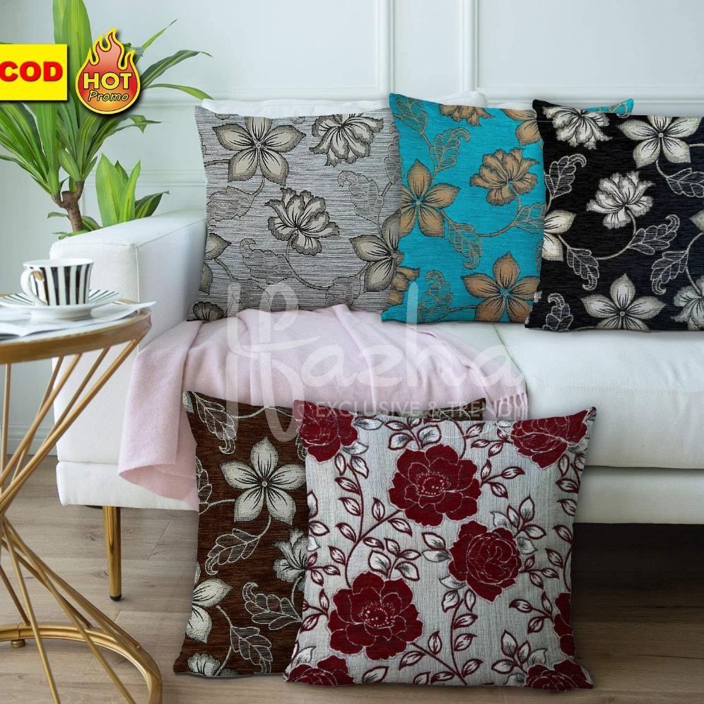 Sarung Bantal Sofa Kursi Tamu Mewah Kekinian Minimalis Modern Premium Unik Murah Meriah Motif daun b