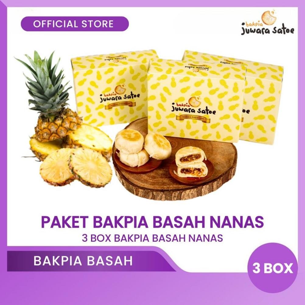 

NO_MORE BAKPIA JUWARA SATOE [ 3 Box ] Paket Bakpia Basah Nanas - Oleh Oleh Khas Jogja