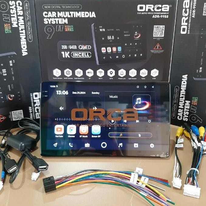 HEAD UNIT ORCA ANDROID 9 INCH ORCA RAM 2/64 GB INCELL BLACK SCREEN ANDROID AUTO CALAY ANDROID ORCA T