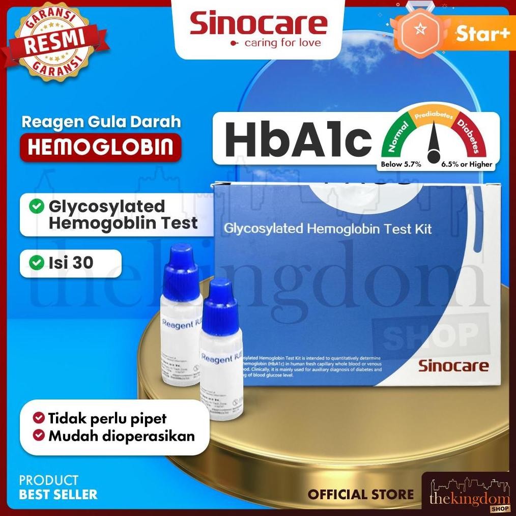 New // Sinocare Pch-50 Glycosylated Hemoglobin Hba1C Test Kit /30 Refill Strip Reagen Tes Cek Gula D