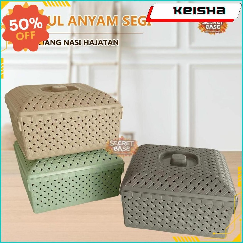 Wakul Anyam Segi - Besek Nasi Berkat Jaman Now / Keranjang Nasi Hajatan / Tempat Berkatan Unik Origi