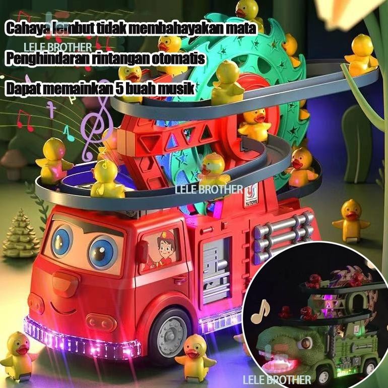 Terlaris Lele Brother Mainan Bebek Kecil Memanjat Tangga Truk Pemadam Kebakaran/Perosotan Dinosaurus