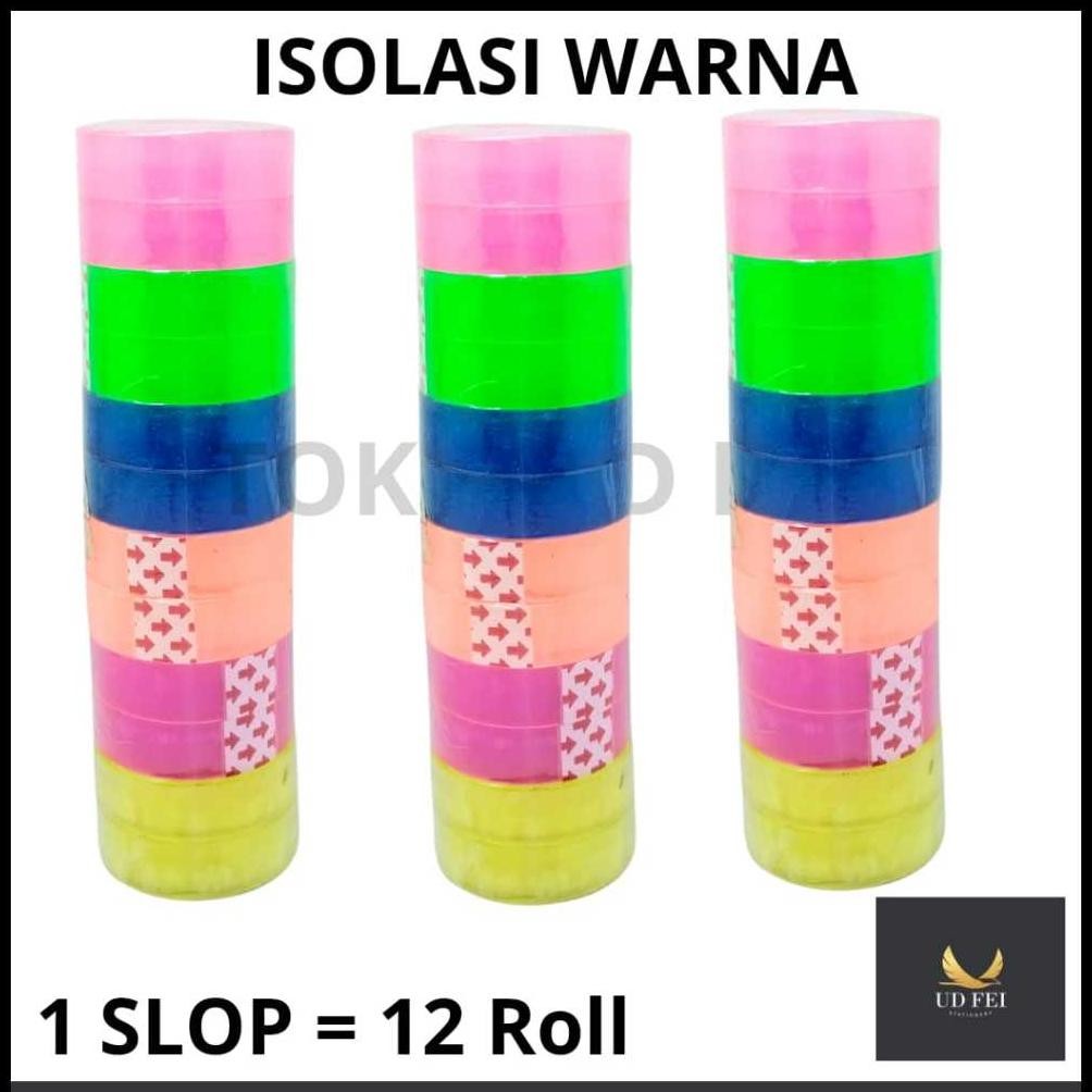 

Rd1- Selotip Warna Isolasi 1/2 X 20M Panjang Warna Mix (Slop) 12Roll Kecil/ Isolasi Warna / Isolasi Warna Warni