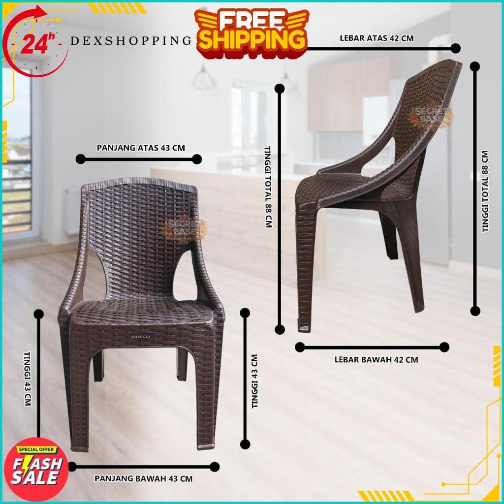 Napolly Kursi Prc 221 Ra - Bangku Plastik / Kursi Kamar Plastik Sandaran Original Produk