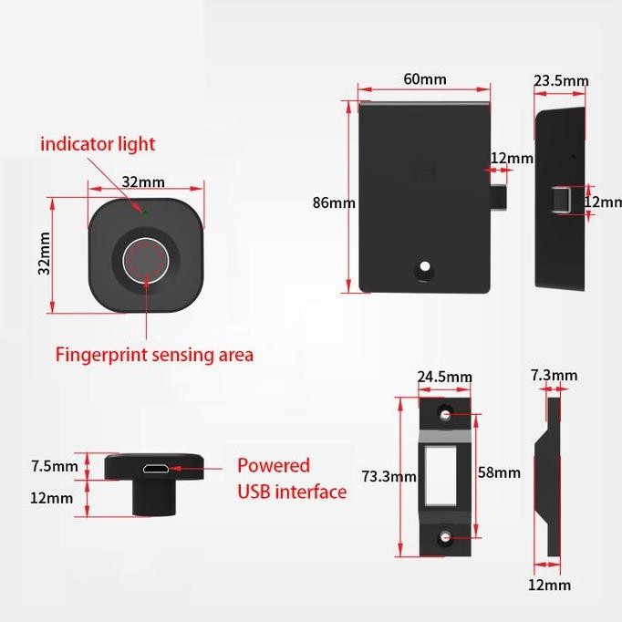 Laci Minimalis Kunci Kabinet Elektronik / Kunci Sidik Jari Elektrik F040