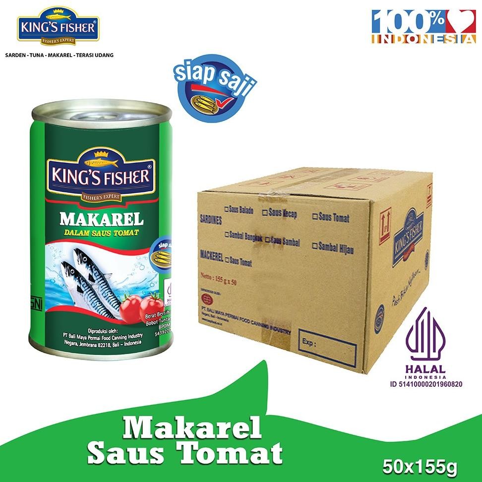 

NO_MORE KingsFisher Paket 1 dus 50pc King's Fisher makarel saus Tomat Makanan Kaleng 155g