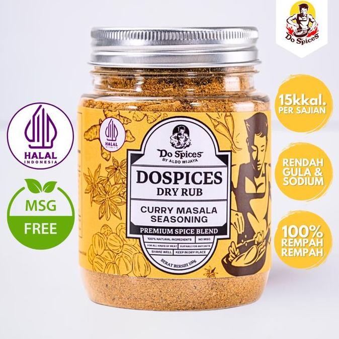 

Dospices Healthy Dry Rub [Curry Masala seasoning] Bumbu marinasi rendah kalori [100 gram] Rempah Natural Rendah gula Rendah lemak Alami
