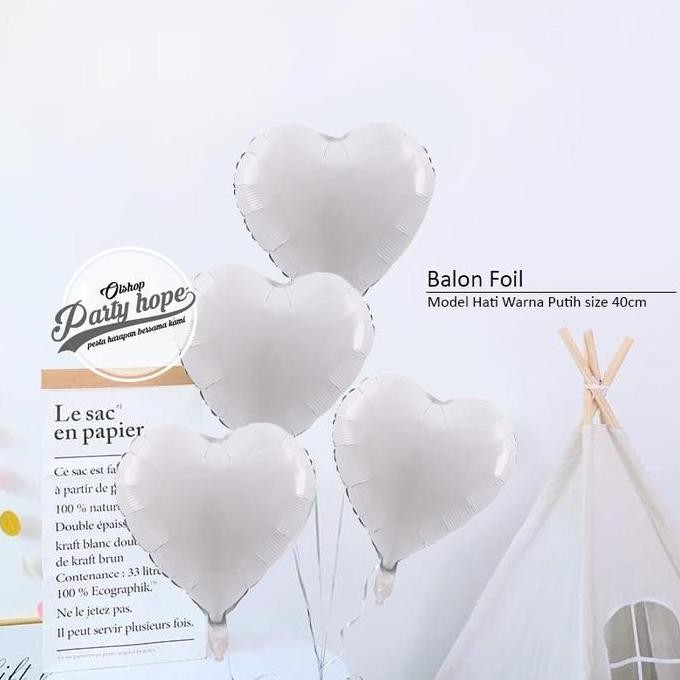 "'''] balon foil hati putih / balon bentuk hati / balon foil love hati putih